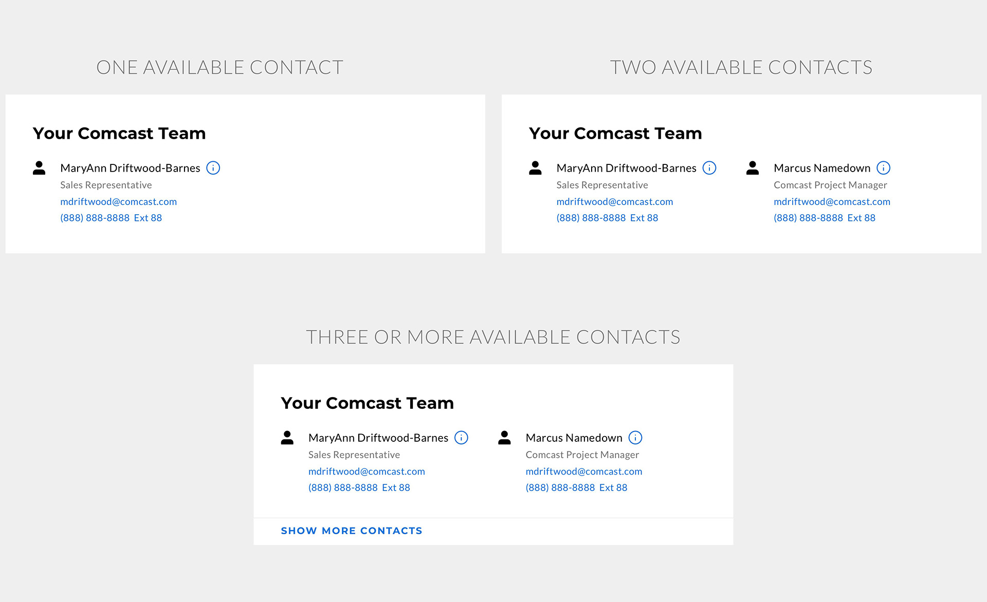Comcast Hub: Contacts Frame 1