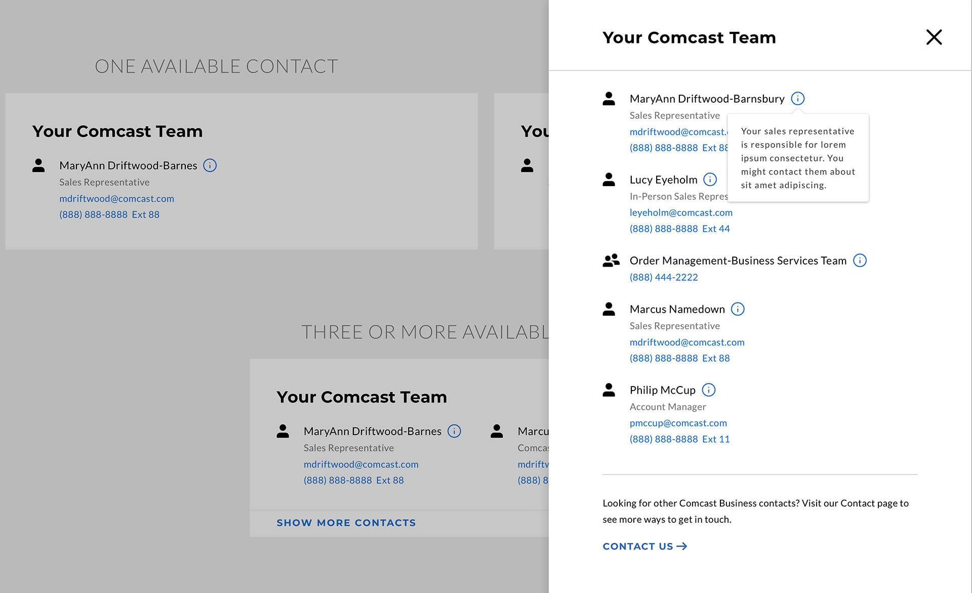 Comcast Hub: Contacts Frame 3
