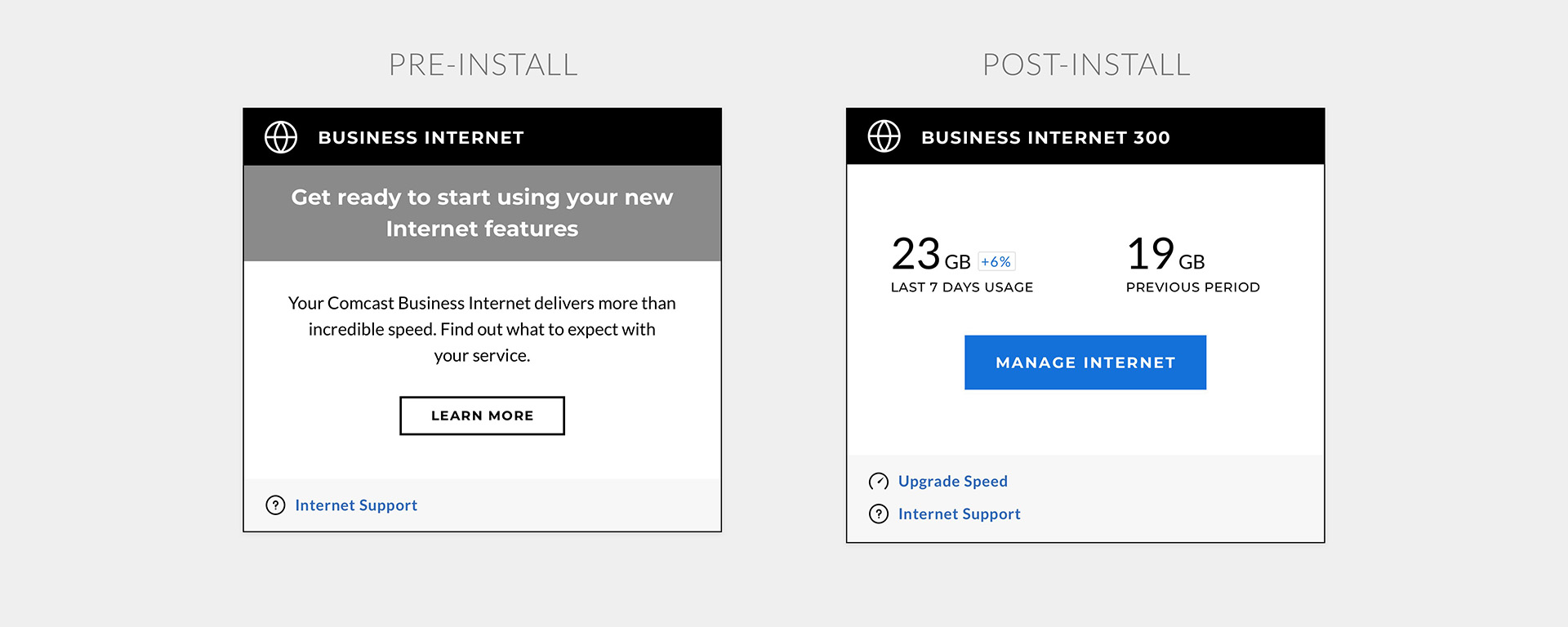 Comcast Hub: Product Cards Frame 3