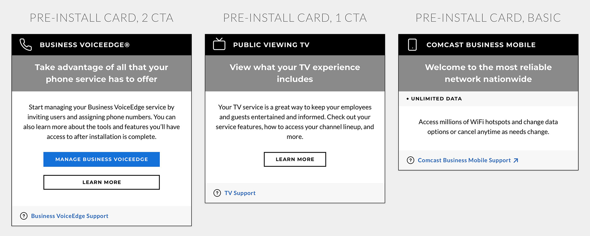 Comcast Hub: Product Cards Frame 4