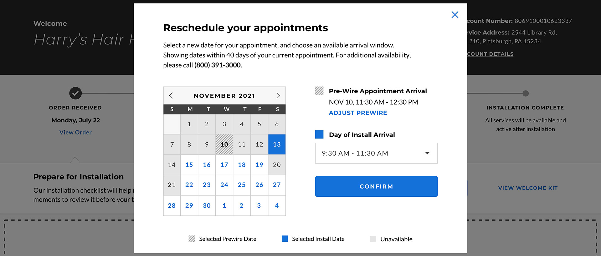 Comcast Hub: Reschedule Appointment Frame 3