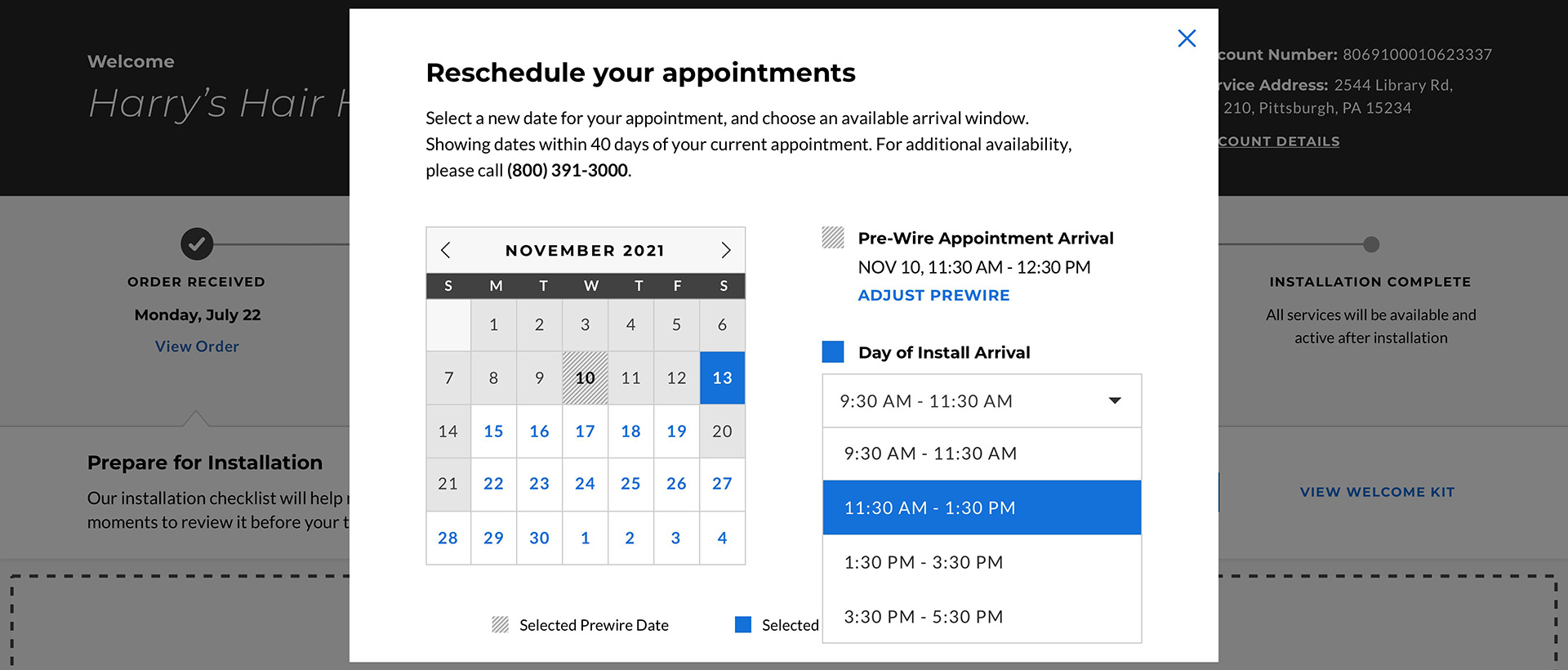 Comcast Hub: Reschedule Appointment Frame 4