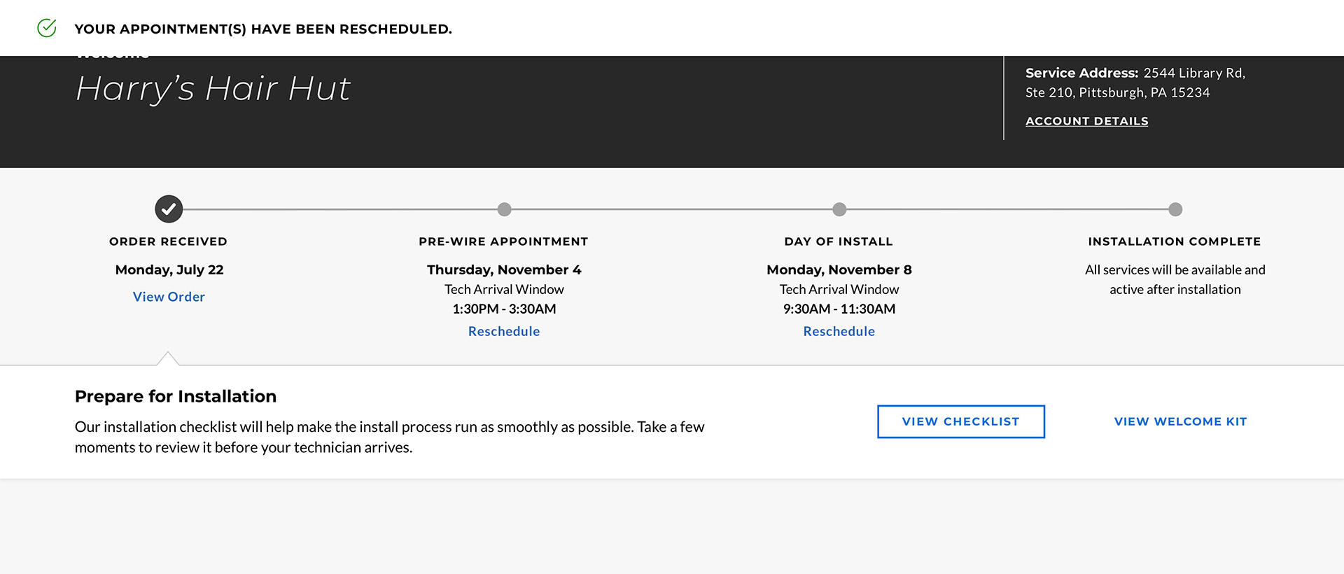 Comcast Hub: Reschedule Appointment Frame 5