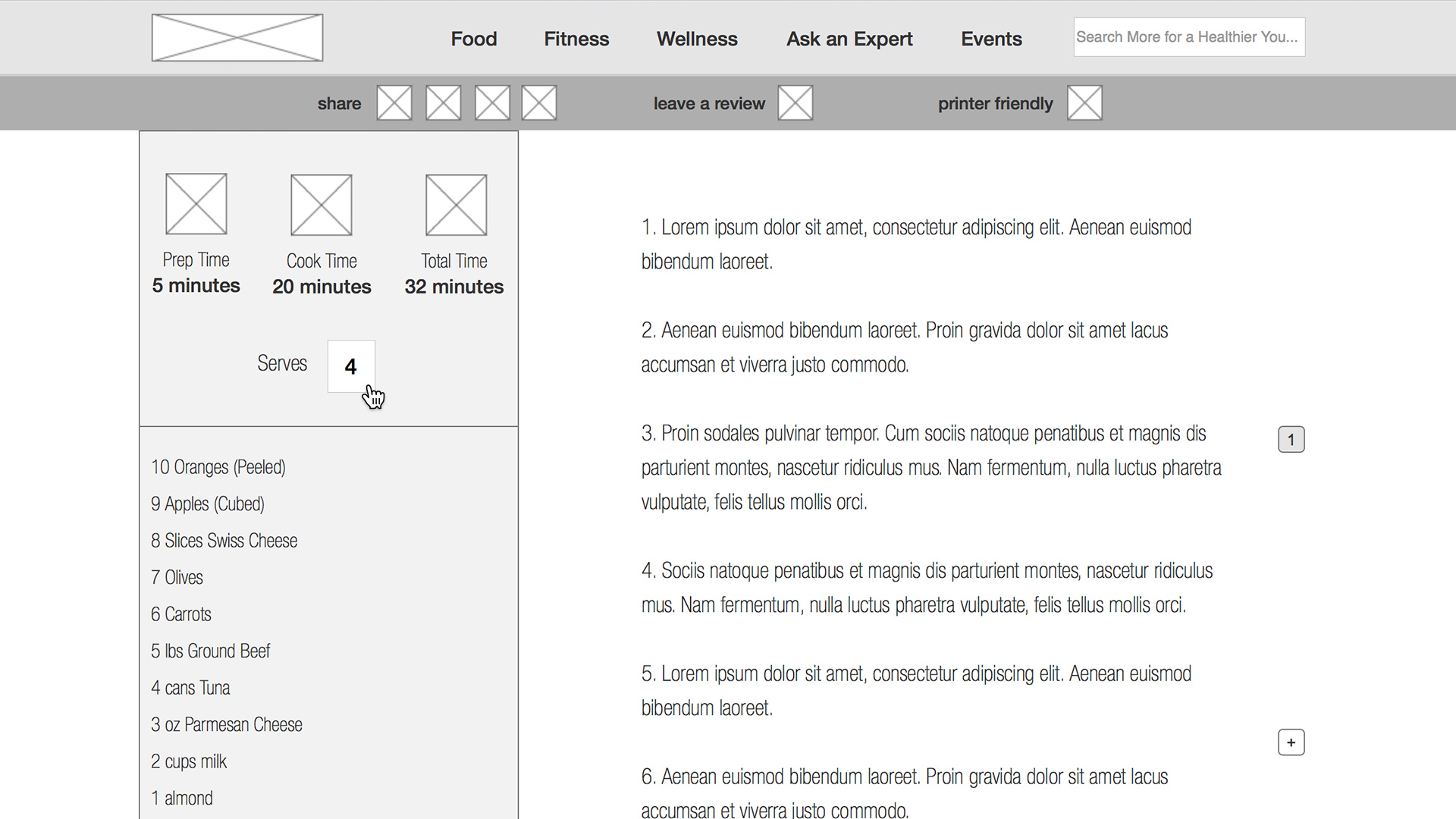 Meijer: Serving Size Wireframe