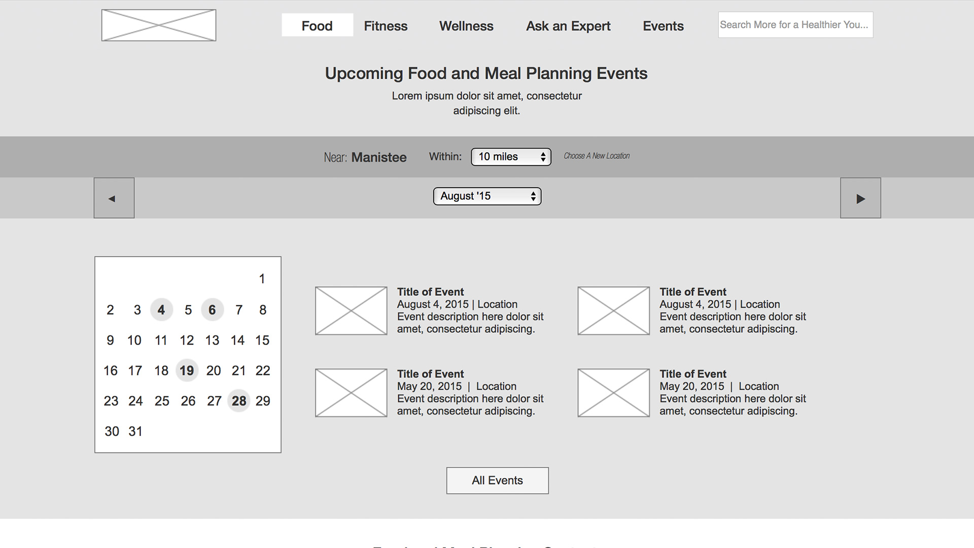 Meijer: Events Wireframe